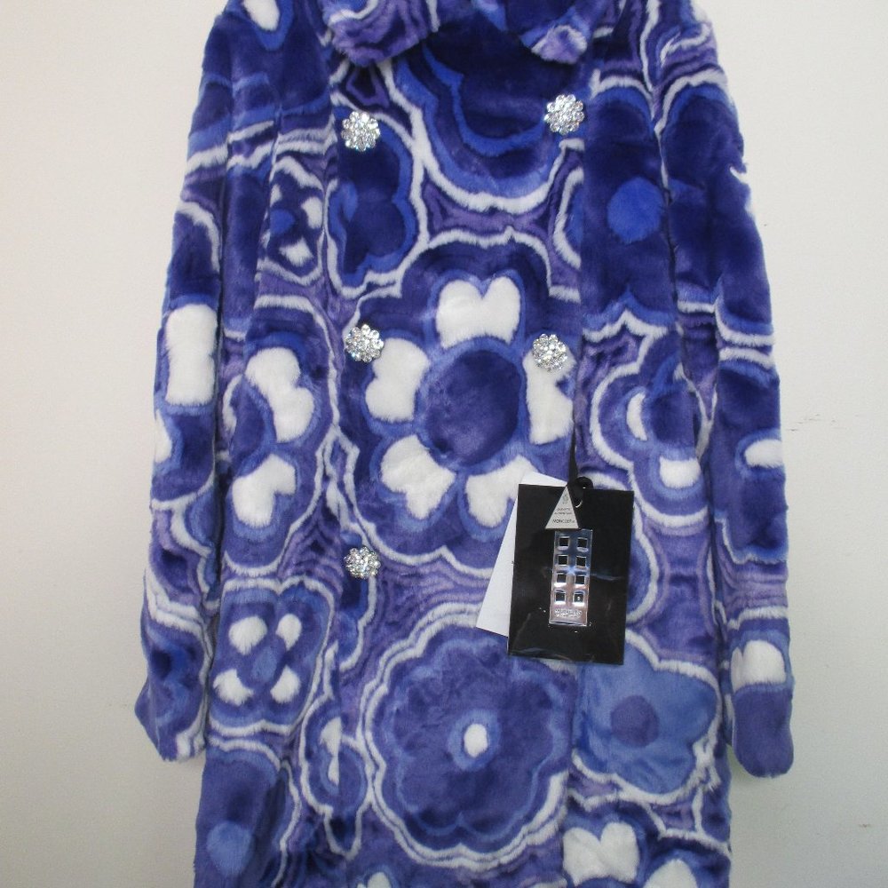 RARE MONCLER BY RICHARD QUINN DONYALE FAUX-FUR COAT SIZE 2 NWT